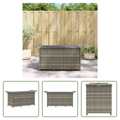Produktbild von The Living Store Gartenbank mit Kissen Grau 116x46x57 cm Poly Rattan