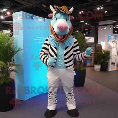 Produktbild von Himmelblauer REDBROKOLY Zebra Maskottchen Kostüm mit Weste und Manschettenknöpfen