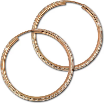 Image de SilberDream Créoles pour femmes Argent 333 plaqué or rose Boucles d'oreilles 30mm SDO0003E