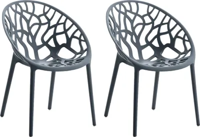 Produktbild von CLP 2er Set Gartenstuhl Hope, Modernes Design, Wetterfest, Stapelbar, Mit Armlehnen anthrazit