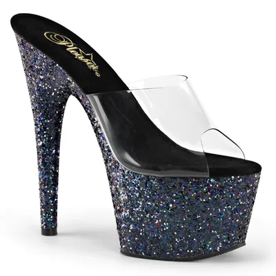 Produktbild von ADORE-701LG Damen Slipper von Pleaser, Transparent Schwarz , EU 35, US 5