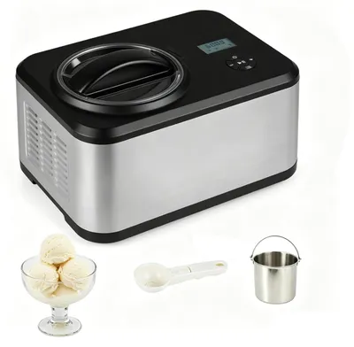 Produktbild von KOMFOTTEU Eismaschine, 2 in 1 Eiscreme Maschine & Joghurtbereiter, 1,5 L Eiscrememaschine aus Edelstahl mit selbstkühlendem Kompressor, Speiseeismaschine mit 4 Modi & Timer für Zuhause
