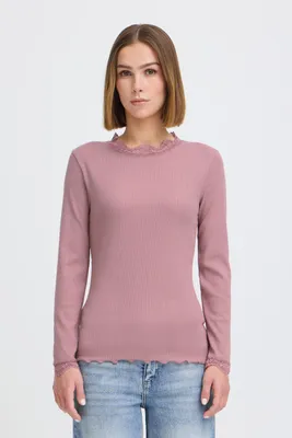 Produktbild von Oxmo OXNSuna Damen Longsleeve Langarmshirt Shirt Baumwollmischung Slim Fit