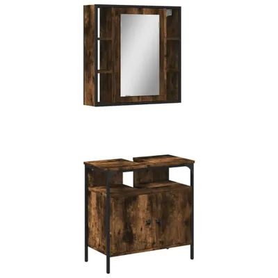 Image de vidaXL Ensemble de meubles de salle de bain 2 pièces chêne fumé bois composite
