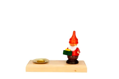Zdjęcie produktu dla Świecznik krasnal z paczką, kolorowy, szer. x wys. x gł. 10 x 7 x 3,5 cm, NOWY