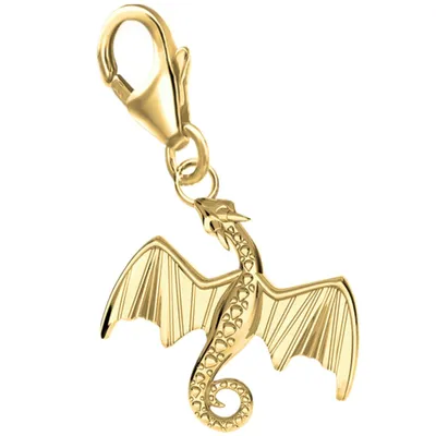 Drache Charm Anhänger I Mystischer Drachenzauber in Gelbgold