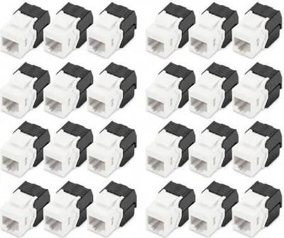 Zdjęcie produktu dla Digitus Moduł Keystone CAT 6, nieekranowany - 24 szt., Płaski, Czarny, Biały, RJ-45, LSA, Żeńska, Żeńska