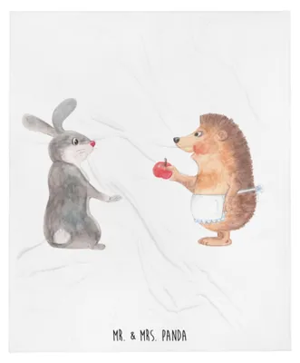 Produktbild von Mr. & Mrs. Panda Kuscheldecke Hase Igel - Weiß - Geschenk, Bettdecke, Schlafdecke, Liebe Spruch, Lustige Sprüche, Herzschmerz, Decke, und, Trösten, Bettüberwurf