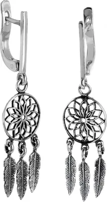 Produktbild von 925 Sterling Silber Traumfänger mit Feder Damen Ohrringe Klappcreole Ohrhänger
