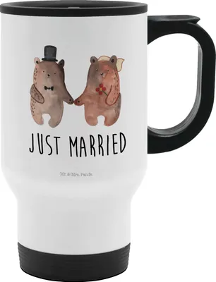 Produktbild von Mr. & Mrs. Panda thermosbecher Bär Heirat - Weiß - Geschenk, Thermobecher, To Go, Teddy, To-Go-Becher, Verheiratet Heirate Hochzeit Hochzeitsgeschenk Hochzeitspaar