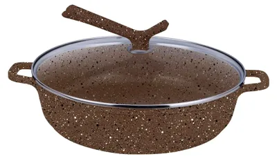 Produktbild von Premium Bräter Servierpfanne mit Granit Keramikbeschichtung, 3 Liter, 28 cm Durchmesser - Griff im Design