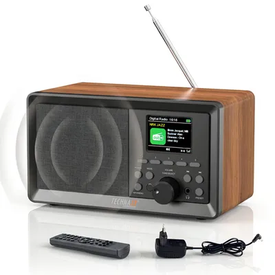 Produktbild von Technaxx DAB+ Radio Retro mit Bluetooth & FM – Digitalradio mit 5W RMS Lautsprecher, 2,4" TFT-Farbdisplay, USB & AUX-IN, Wecker, Fernbedienung, Holzgehäuse - TX-364