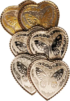 Produktbild von Gürtelschnalle 2 Herzen mit Schmetterling goldfarben