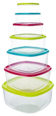 Image de Contenants de conservation - Ensemble de 7 pièces hermétiques - Pour la conservation des aliments - 250 ml, 400 ml, 700 ml, 1 L, 1,5 L, 2 L, 2,8 L