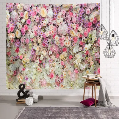 Produktbild von Blumen-Wandteppich, Wandbehang, Natur, Schlafzimmer, Wanddekoration, Japanische Pflanze, Kirschblüten, Bäume, Malerischer Wandteppich Für Zuhause, Stoff, Wandkunst, Decke (150 cm x 130 cm,Farbe 1)