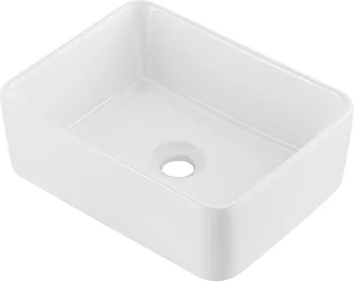Zdjęcie produktu dla Prostokątna umywalka nablatowa SucceBuy o wymiarach 16 x 12 cali, umywalka nablatowa do łazienki. Jest to biała ceramiczna umywalka nablatowa w nowoczesnym stylu