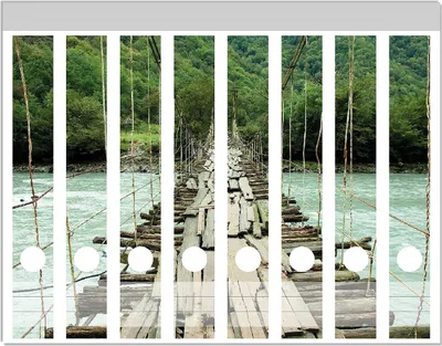 Produktbild von Wallario Ordnerrücken Sticker, selbstklebend für schmale Ordner, 8 Stück, Motiv Alte Hängebrücke über dem Fluss