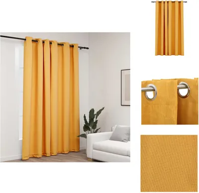 Produktbild von vidaXL Verdunkelungsvorhang mit Ösen Leinenoptik Gelb 290x245 cm -  Vorhänge & Gardinen