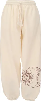 Produktbild von Luftige Uni Aladinhose, Boho Sonne/Mond Baumwollhose, Bedruckte Pluderhose, Yogahose - Naturweiß, Herren, Creme-weiß, Baumwolle, Größe: S
