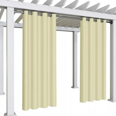 Produktbild von NOW-ART Outdoor Vorhang 155x180 cm Ecru Wasserdicht Blickdicht Für Terrasse Garten 1 Stück Mit Ösen Wetterfest Glatt Strapazierfähig