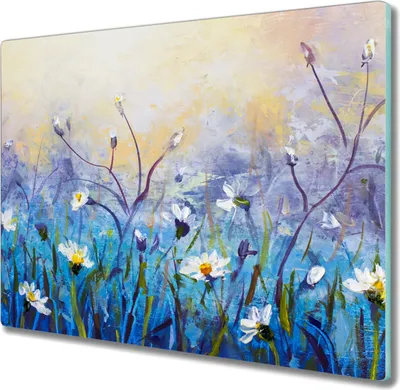 Produktbild von Coloray Schneidebrett Herdabdeckplatte 60x52 cm Kochplattenabdeckung Küchenbrett Hackbrett - Malerei Blumen