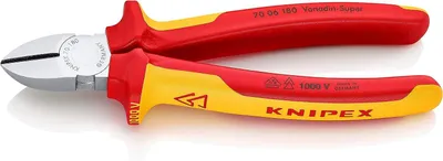 Produktbild von Knipex Seitenschneider DIN ISO 5749 L180mm mit Facette VDE-isoliert 1000V Chrom 2K - 70 06 180 SB