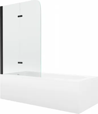 Produktbild von Mexen Vega Rechteckbadewanne 150 x 70 cm mit Verkleidung und 2-flügeliger Blende 80 cm, Transparent, Schwarz - 550115070X9008027
