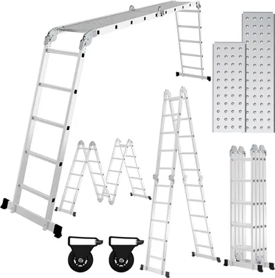 Obrázok produktu pre Aopunly 4x5 viacúčelový rebrík 582cm 6 v 1 hliníkový rebrík Viacúčelový rebrík Skladací rebrík Jednoduchý rebrík Rebrík pre domácnosť Hliníkový rebrík Multifunkčný rebrík