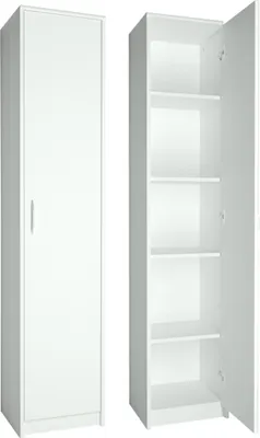Produktbild von Regal mit 5 Ebenen Aktenschrank mit 4 Einlegeböden und 1 Tür in mattem Finish Standregal 39 cm breit weiß