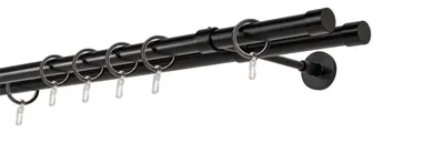 Produktbild von Gardinenstange auf Maß 20mm Cap 2-lauf Wandträger 20cm Farbe: Schwarz, Größe: 260cm