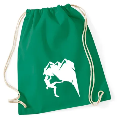 Produktbild von Huuraa Turnbeutel Klettern Silhouette 12 Liter Kelly Green Baumwolle Rucksack Geschenkidee