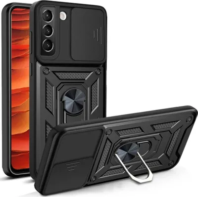 Produktbild von Samsung Galaxy S22 Hülle - Coverup Armor Ring Ständer Back Cover mit Kamera Schutz - Schwarz