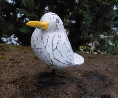 Produktbild von Freistehende Möwe. Freche, witzige Statue maritimes Deko-Objekt Holz 15 cm