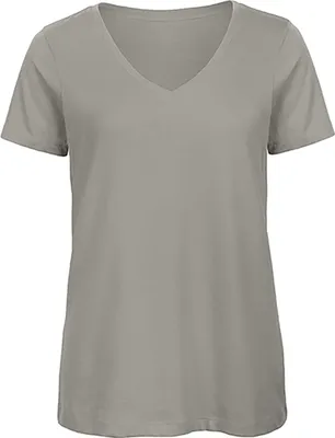 Produktbild von B&C TW045 | Damen V-Neck T-Shirt / 100% Organic Baumwolle - Farbe: Light Grey - Größe: XS