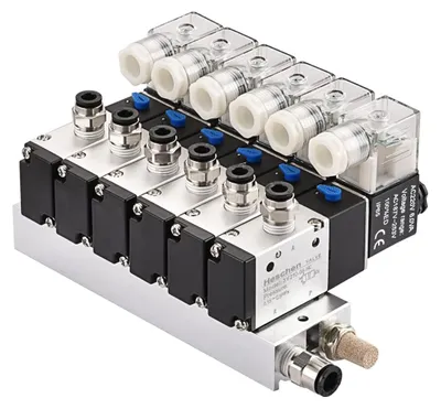 Produktbild von Elektrisches Magnetventil - Pmatisches System - Aluminium - 3/2-Wege - 6 Anschlüsse