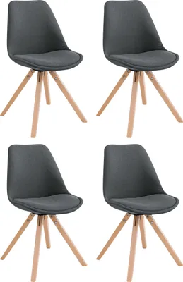 Produktbild von 4er Set Besucherstuhl HLO-CP82 Stoff Square Natura  dunkelgrau