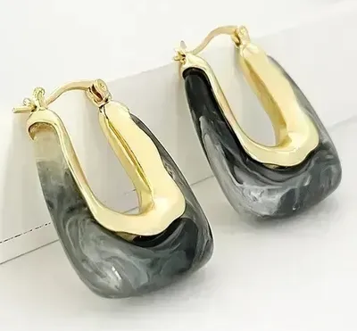 Image de Boucles d'oreilles DE-29895 - Élégance Noire KP29895