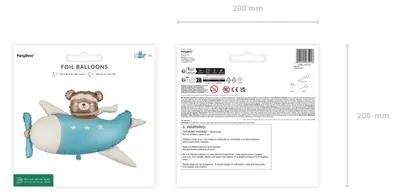 Immagine prodotto di Palloncino in foil Orso in aereo 94x61 cm Crema Azzurro