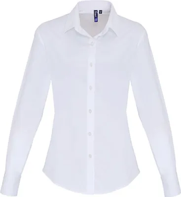 Image de Premier Workwear Women's Stretch Fit Poplin Long Sleeve Coton Shirt