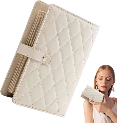 Image de Boîte de rangement pour bijoux - Organisateur à bijoux - Pour ranger et organiser vos bijoux - Design portable - 17,2 W x 5,2 H cm - Blanc