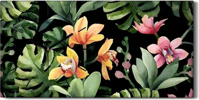 Produktbild von Wandkunst Leinwand Bild Uhr Geräuschlos 60x30 Gemälde Blumen Pflanzen Kunst - schwarze Hände