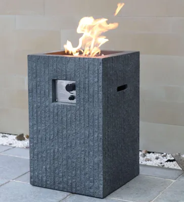 Produktbild von Gas Feuerstelle Mayon in dunkler Natursteinoptik aus Faserbeton