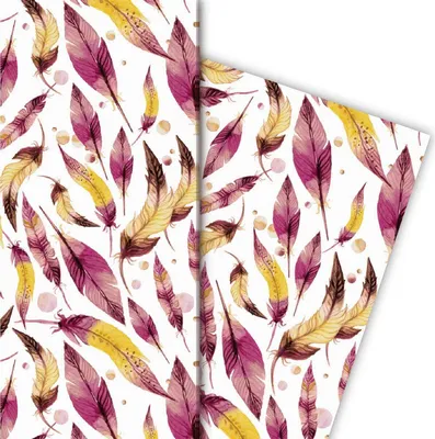 Produktbild von Elegantes Geschenkpapier mit Federn, weiß - G4873, 32 x 48cm