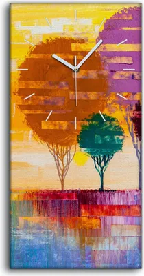 Produktbild von Küche Wohnzimmer Wand Leinwand Uhr 30x60 Zeitgenössische Kunst Baum Malerei - weiße Hände