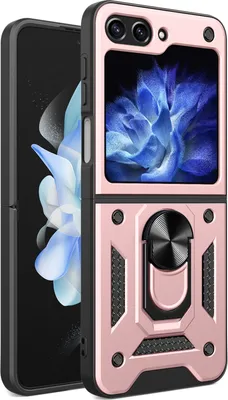 Produktbild von Hülle für Samsung Galaxy Z Flip 6 / Z Flip 7 FE Magnetische Ring Ständer Halter TPU Bumper Silikon Schutzhülle Rosa