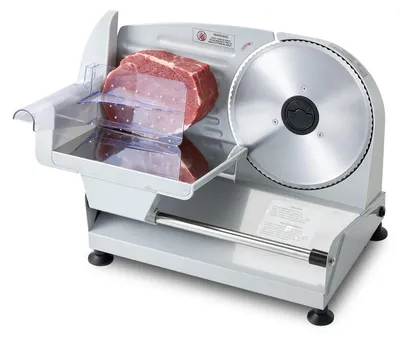 Produktbild von Fleischschneidemaschine Allesschneider - Elektrische Aufschnittmaschine - 200 W Motor - 19 cm SUS420 Edelstahlklinge - Schnittstärke 0–1 mm einstellbar - Für Fleisch, Wurst, Brot