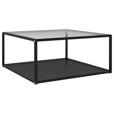 Obrázok produktu pre Konferenčný stolík, priehľadný+čierny 80x80x35 cm, tvrdené sklo