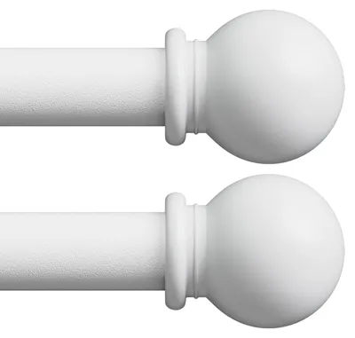 Gardinenstangen-Set, 2 Stück, verstellbar 122-213 cm, weiß, Metall