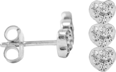 Produktbild von Silber Ohrstecker drei Herzen Farbe - Weiß