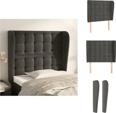 Produktbild von vidaXL Kopfteil mit Ohren Dunkelgrau 103x23x118/128 cm Samt -  Kopf- & Fußenden
